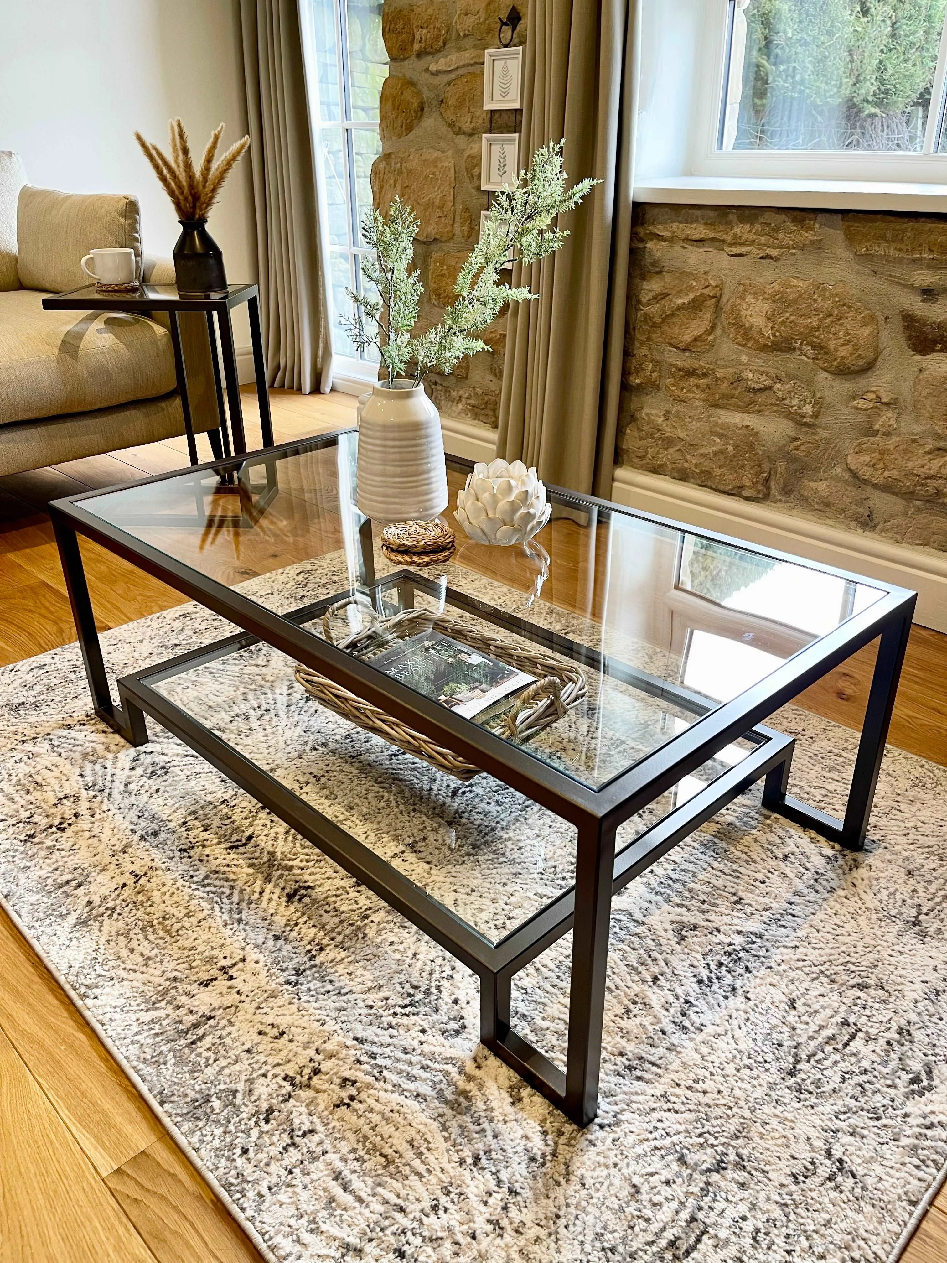 Hudson Glass Metal Coffee Table - Dark Bronze