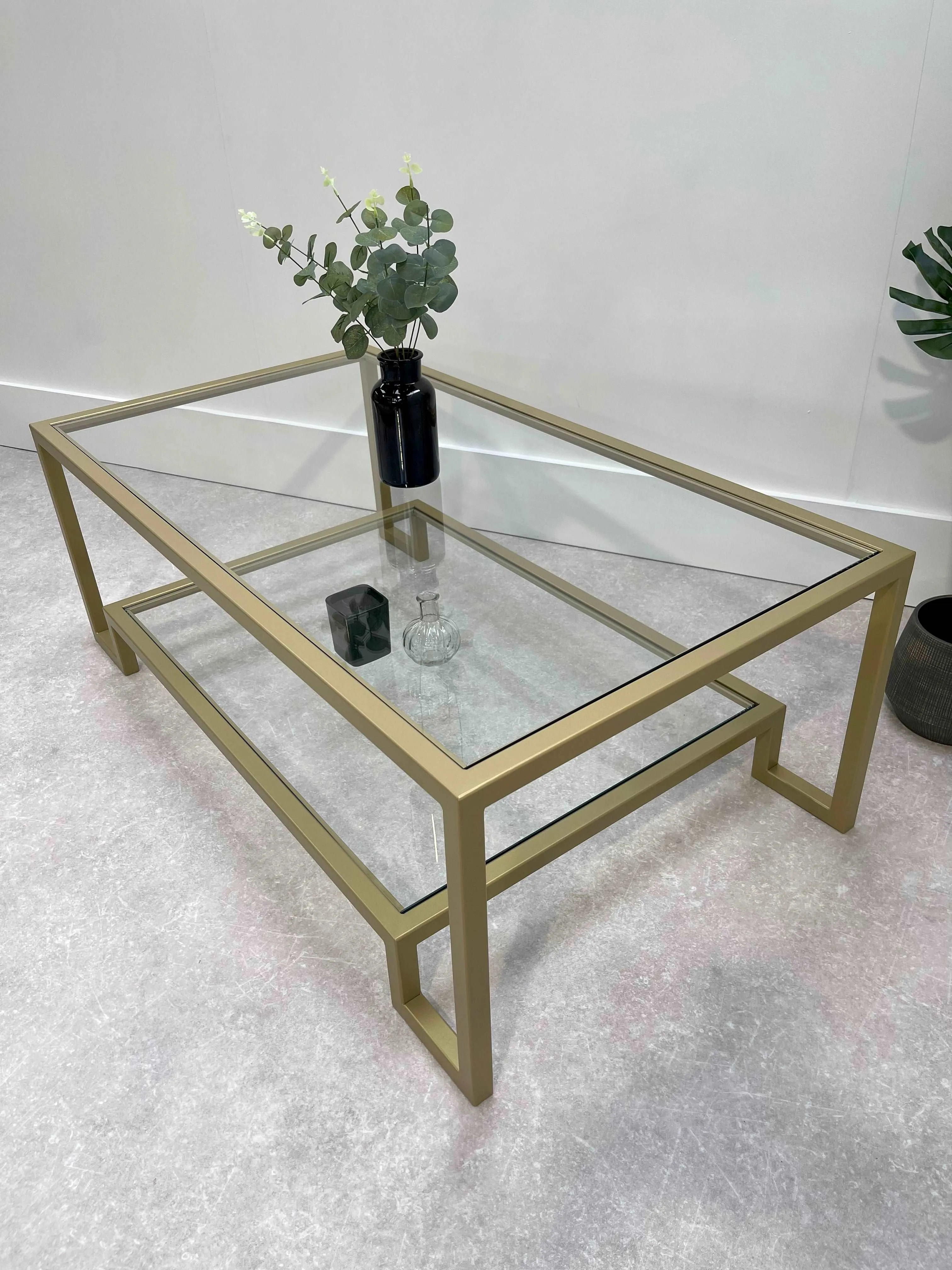 Hudson Glass Metal Coffee Table - Gold