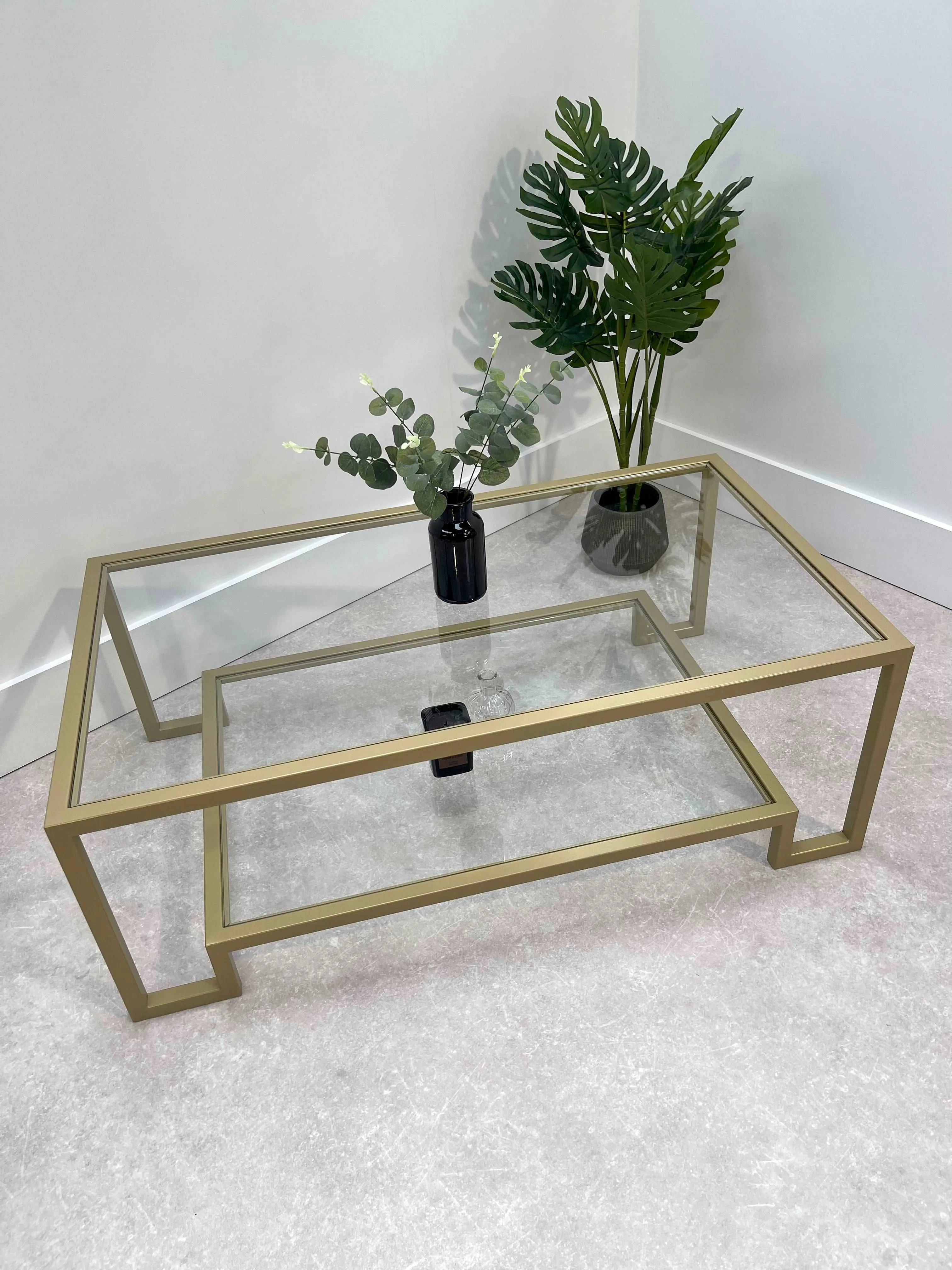 Hudson Glass Metal Coffee Table - Gold