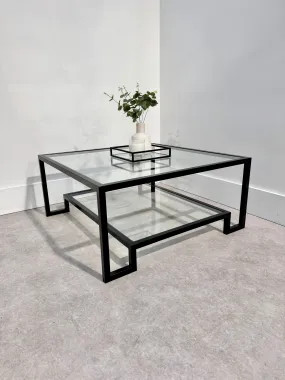 Hudson Square Glass Metal Coffee Table - Black