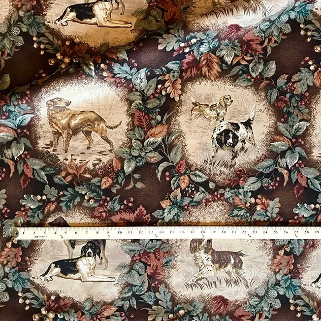 Hunting Dog Cotton Print Upholstery Fabric 54'