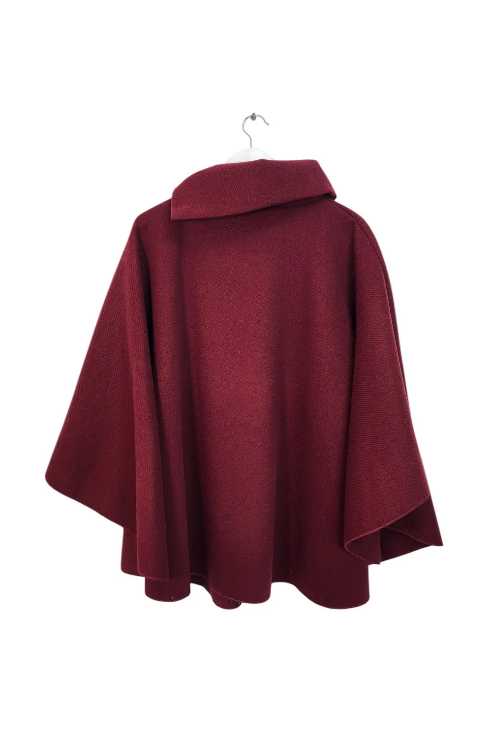 Italian Sueded Thick Buttoned Neck Asymmetric Hem Cape Coat