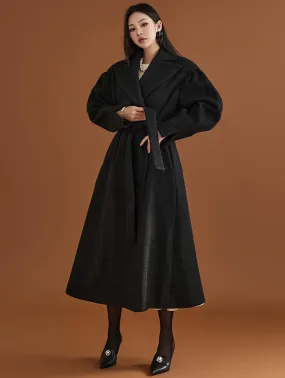 J2057 Wool A-Line Coat With Belt