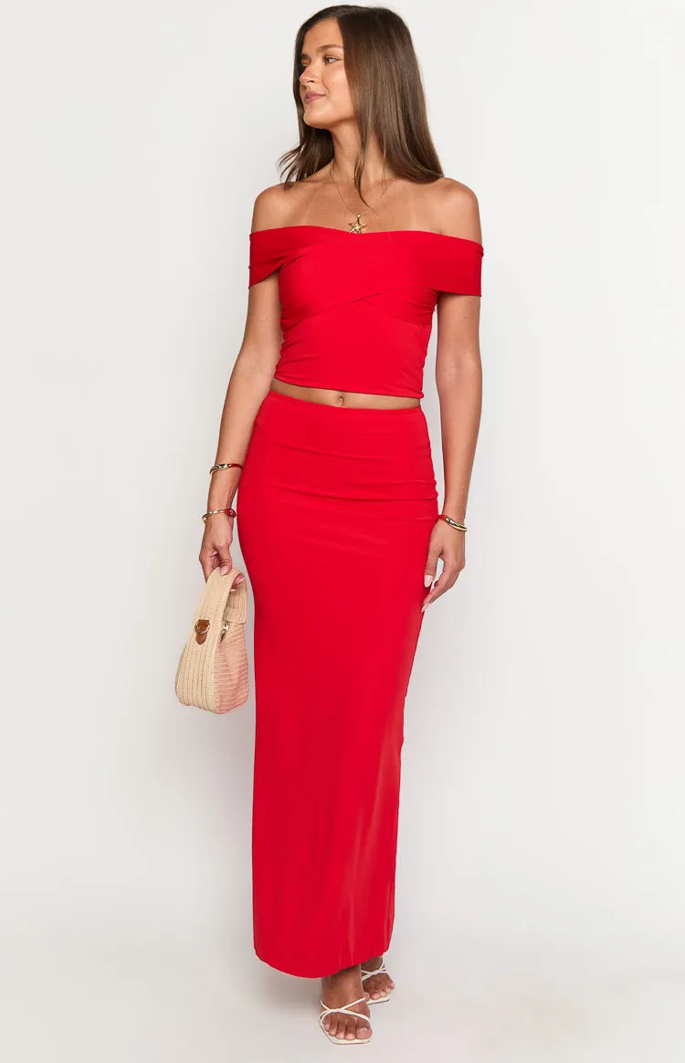 Jaya Red Maxi Skirt