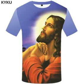 Jesus T-shirts Men Art Tshirt Anime Character T shirts Funny Abstract Tshirts Print Harajuku T-shirt 3d Mens Clothing Graphic