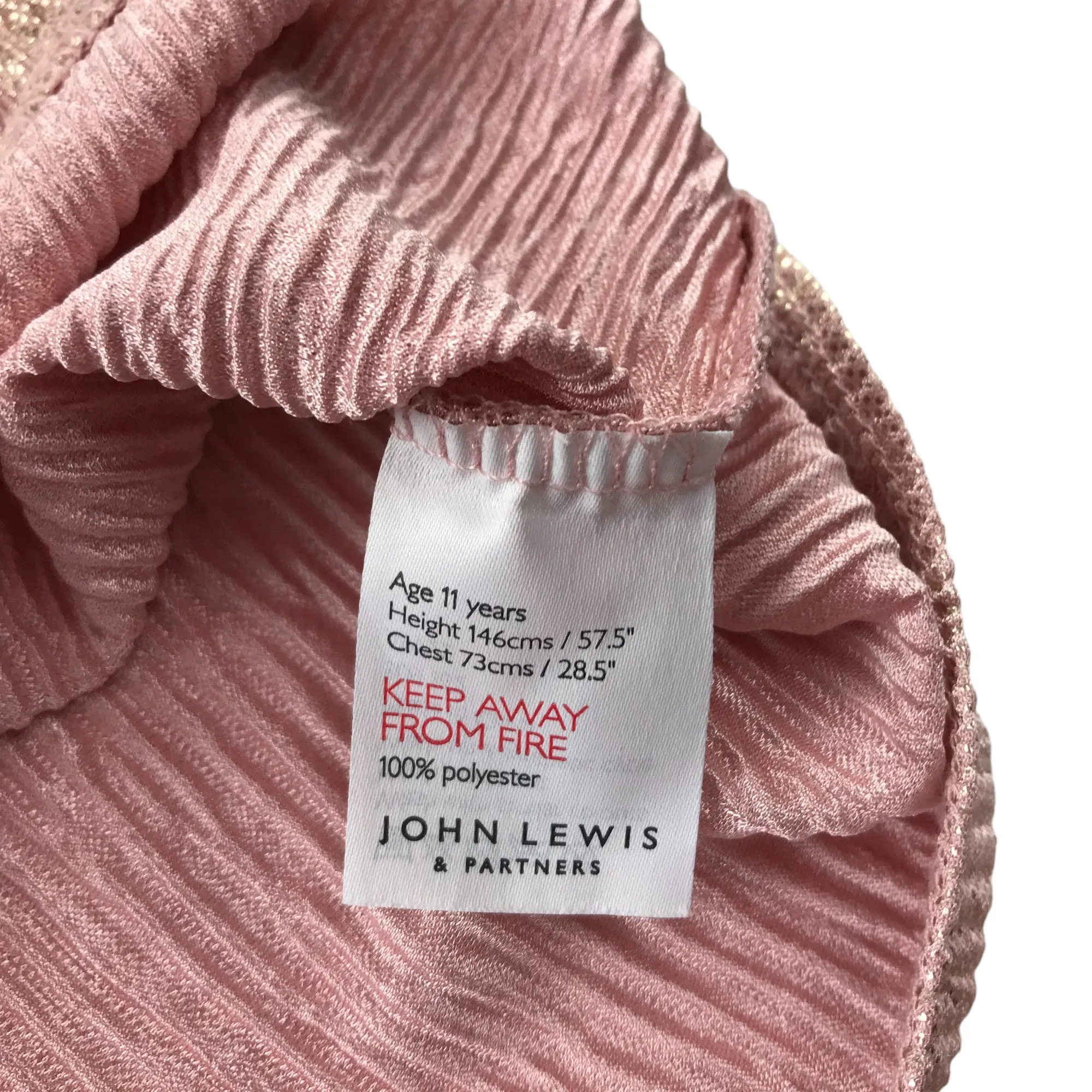 John Lewis blouse 11 years pink gathered stretchy sparkly top with short cape sleeves