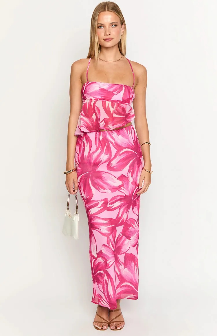 Karla Pink Floral Maxi Skirt