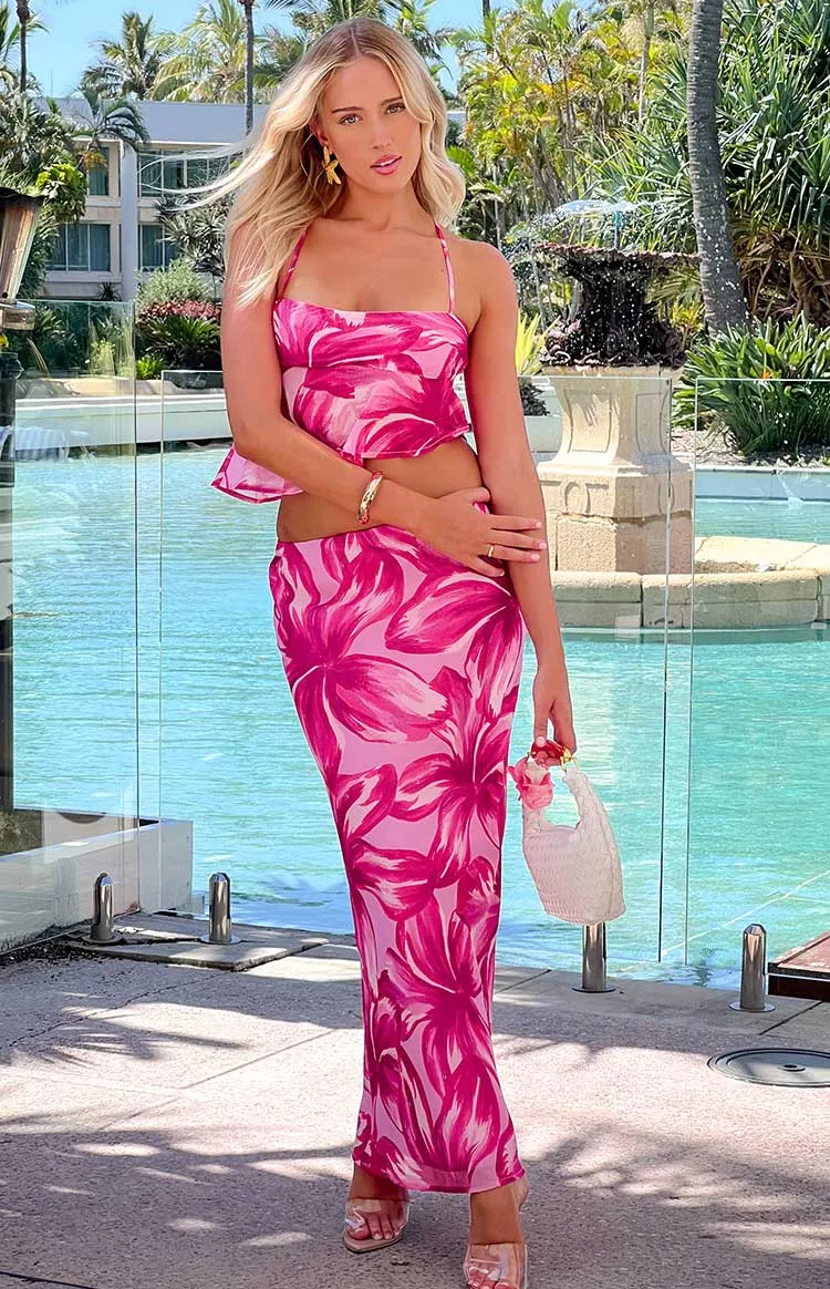 Karla Pink Floral Maxi Skirt