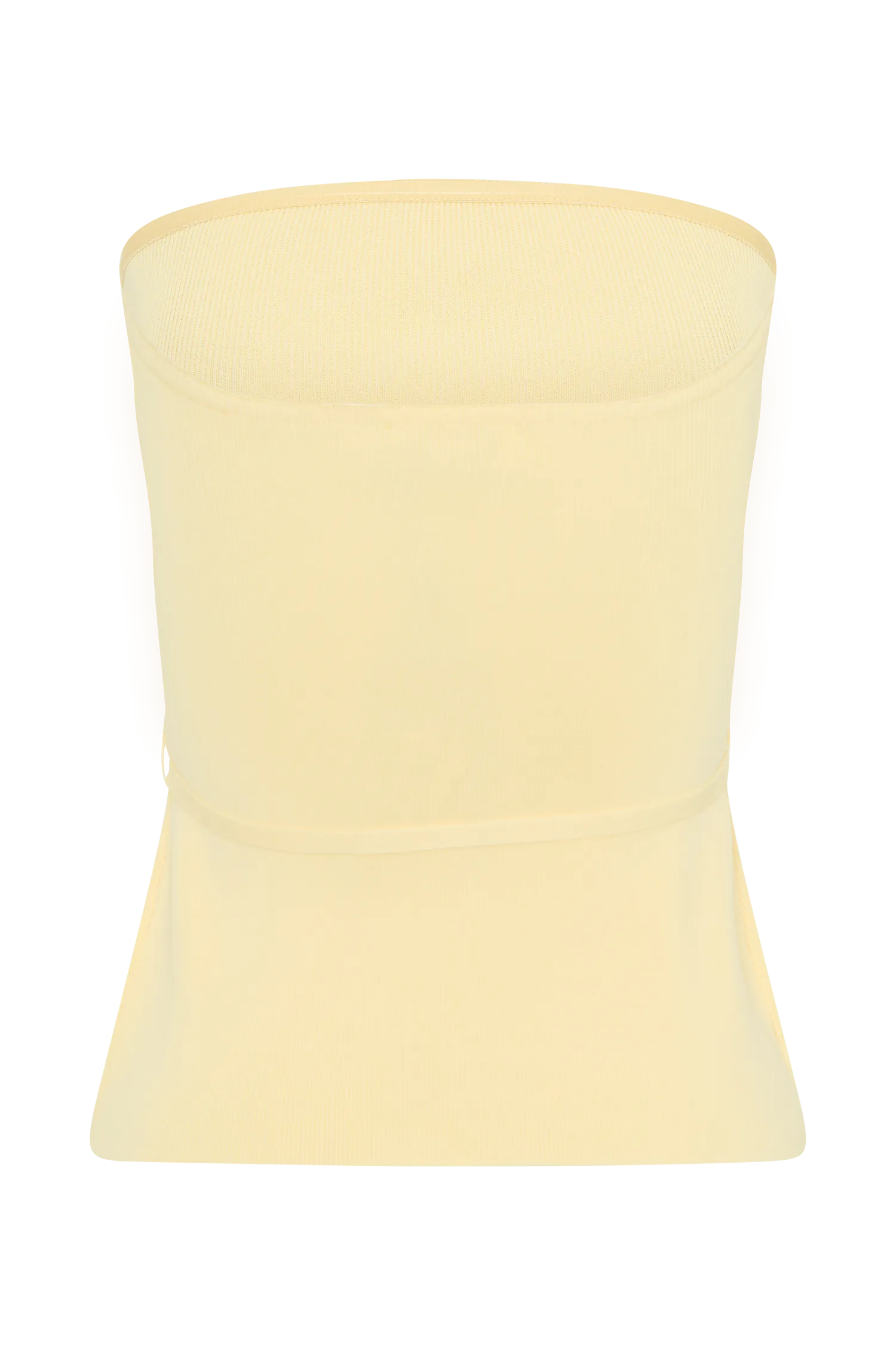 Keaton Strapless Rose Tie Knit Top - Lemon