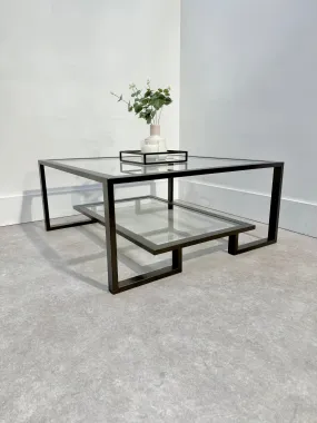 Kinsley Glass Metal Coffee Table - Dark Bronze