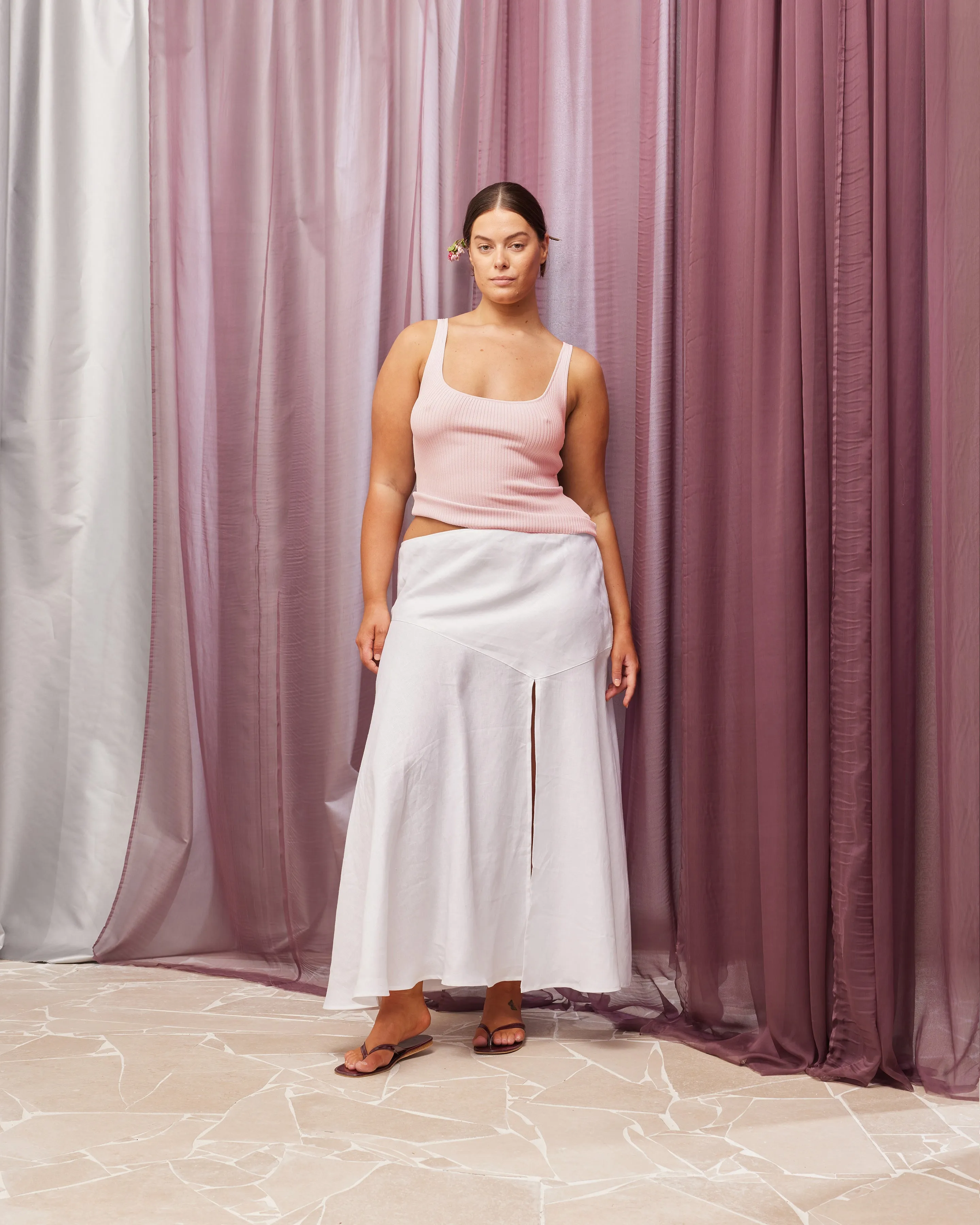 KYLE LINEN SKIRT WHITE