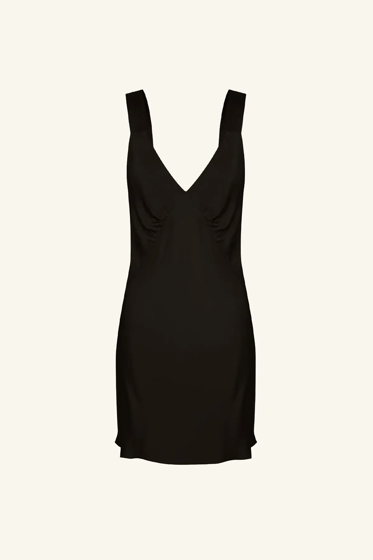 LA LUNE PLUNGED SLIP DRESS - BLACK