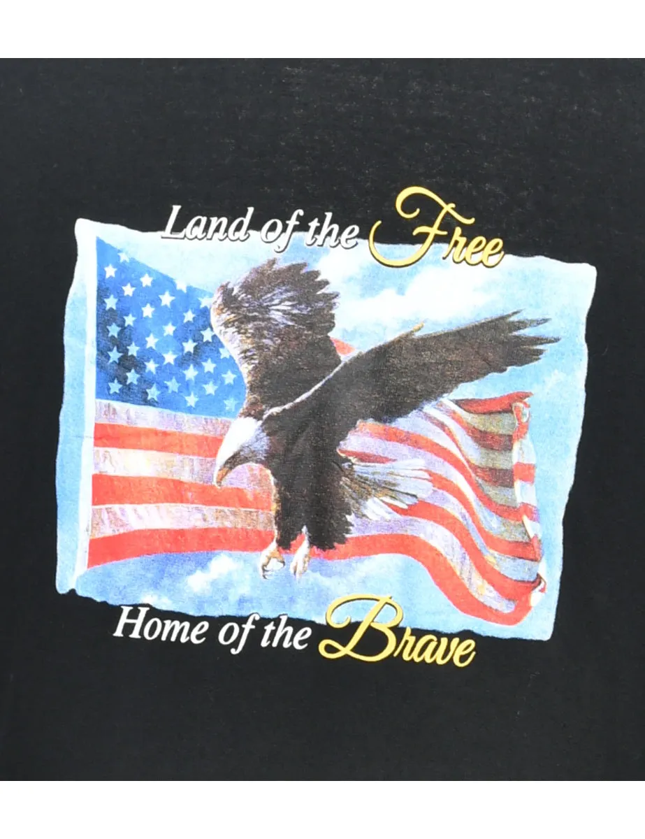 Land Of The Free Home Of The Brave Printed T-shirt - L