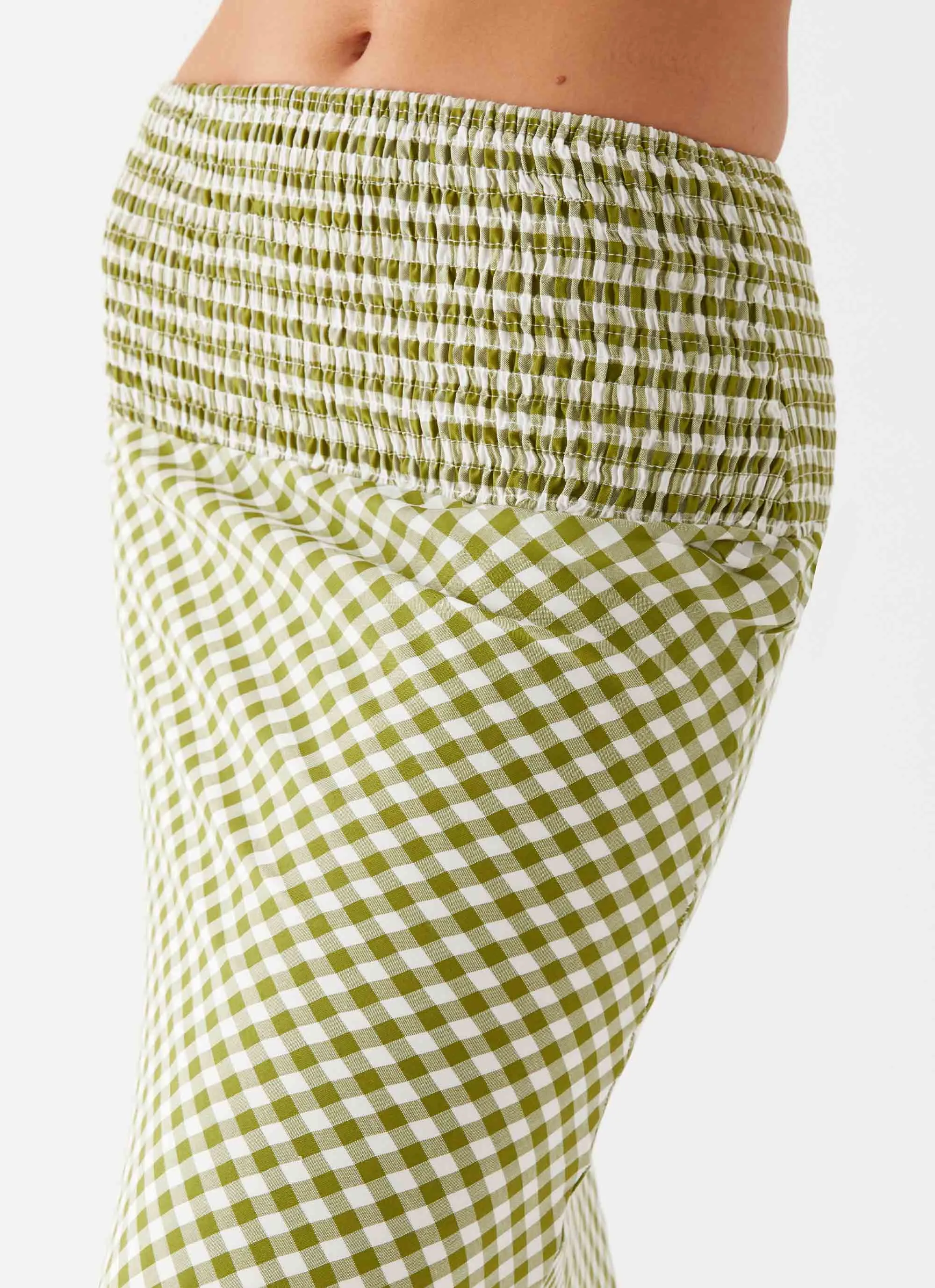 Leilani Maxi Skirt - Khaki Gingham