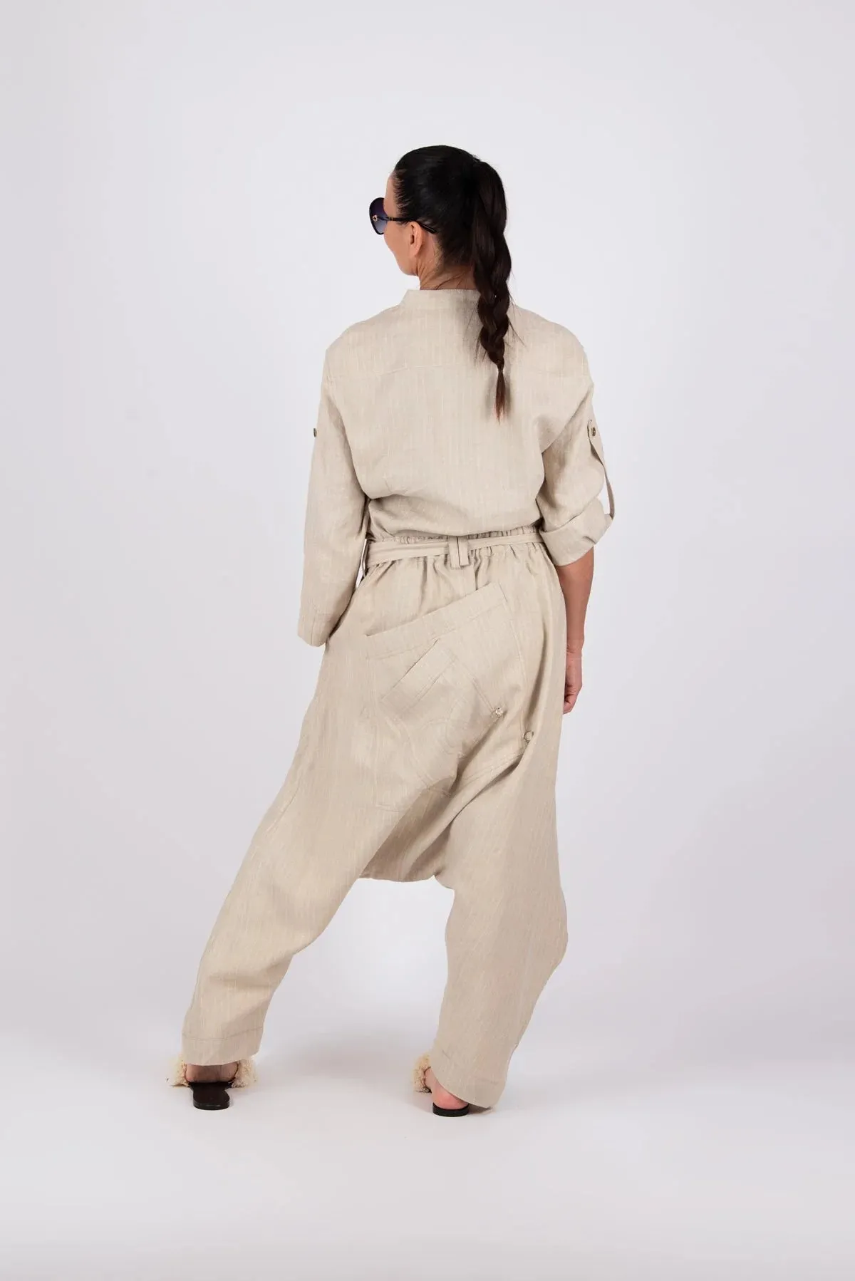 LESILA DROP CROTCH LINEN PANTS