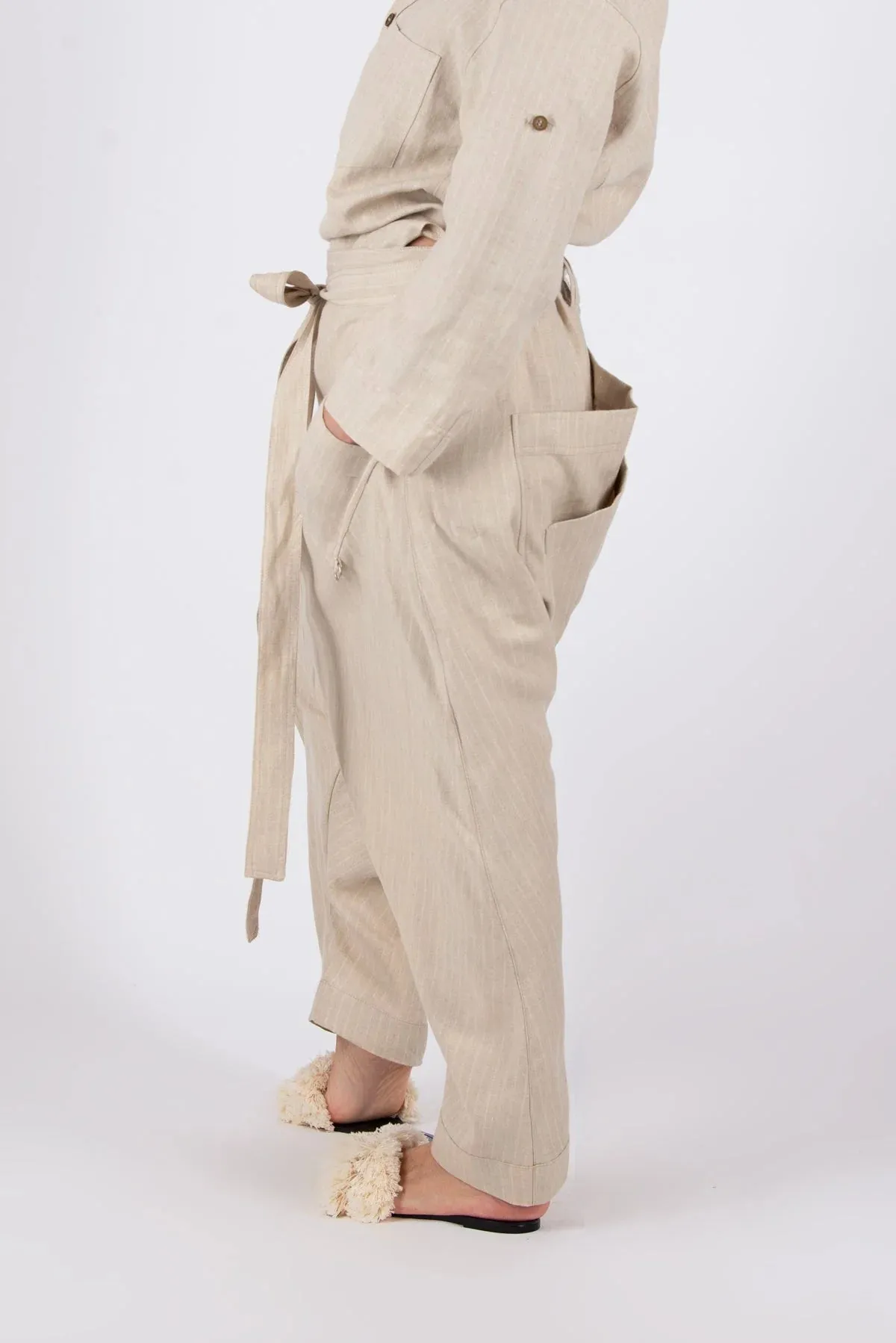 LESILA DROP CROTCH LINEN PANTS