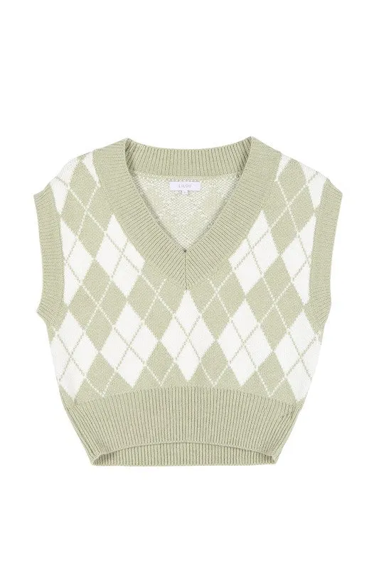 Lilou Knitted argyle sweater vest