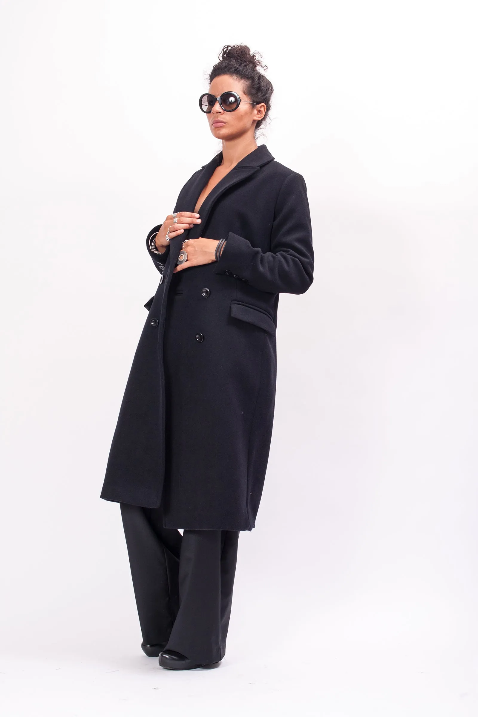 Long Winter Double Breasted Wool Coat for Women