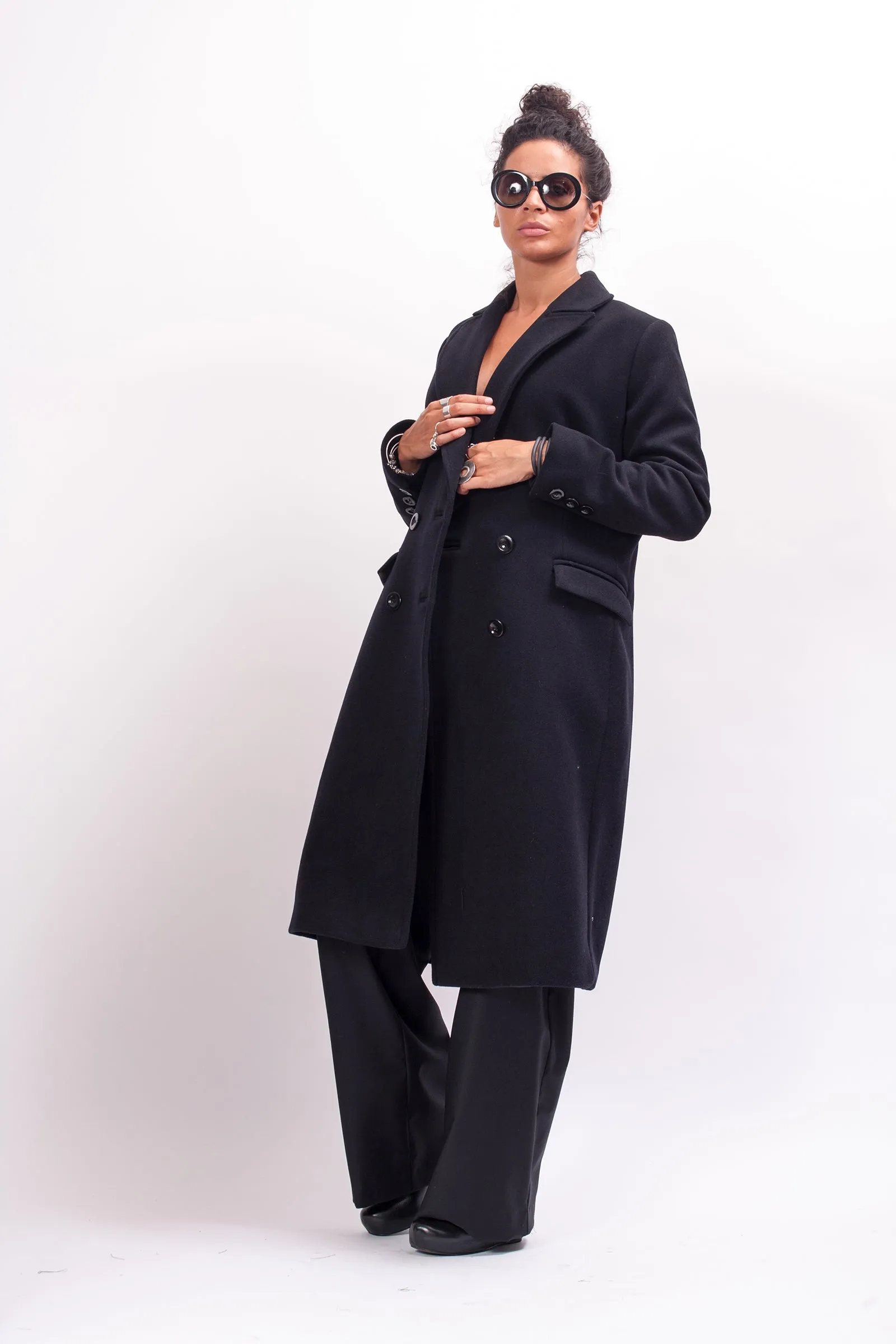 Long Winter Double Breasted Wool Coat for Women