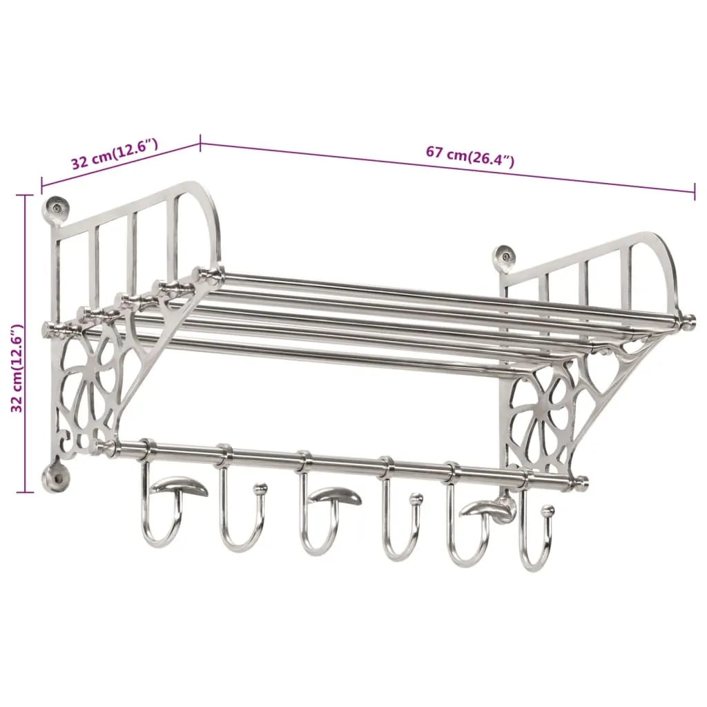 Luggage Rack with Coat Hangers Wall Mounted Aluminium