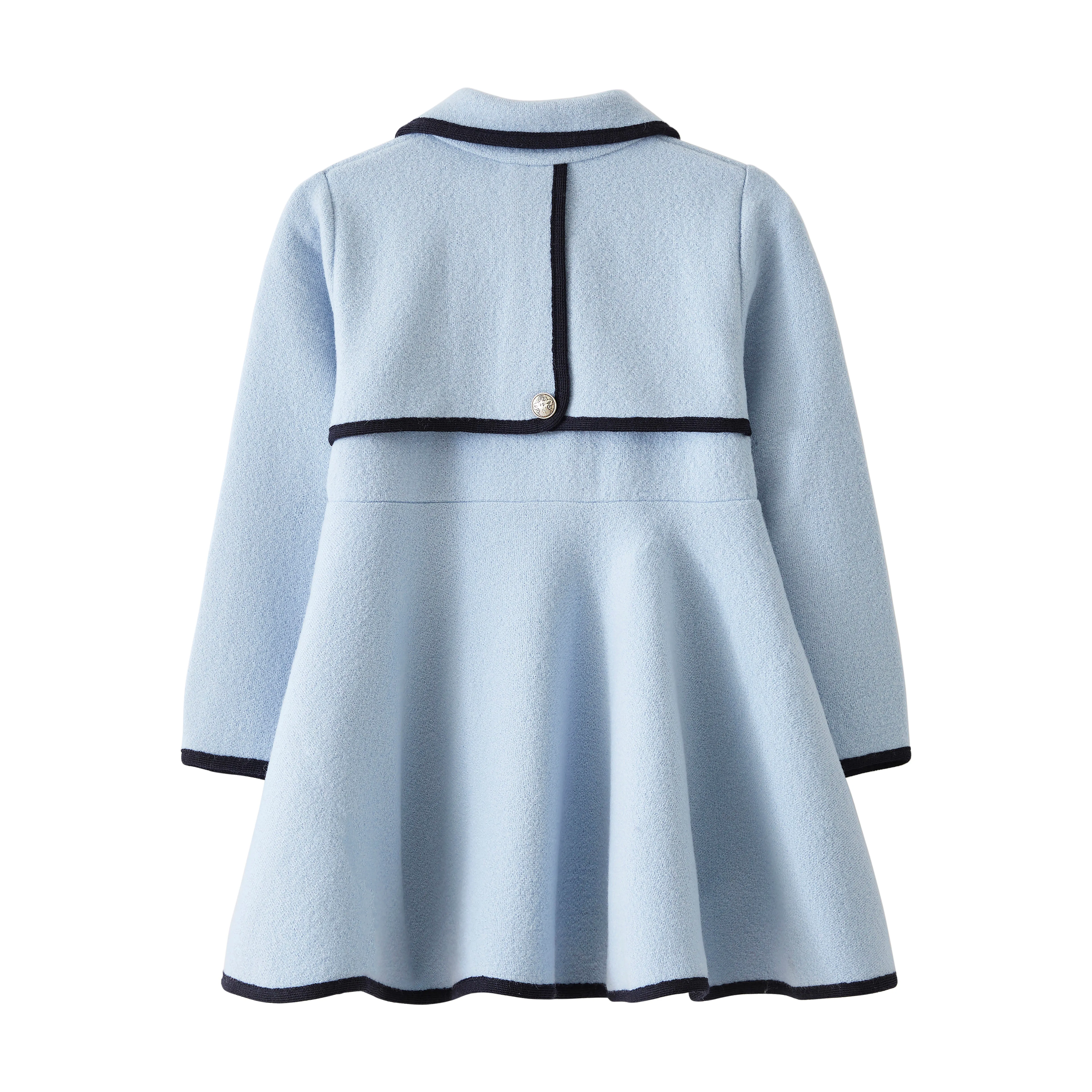 Marae Light Blue Wool Coat with Navy Trim