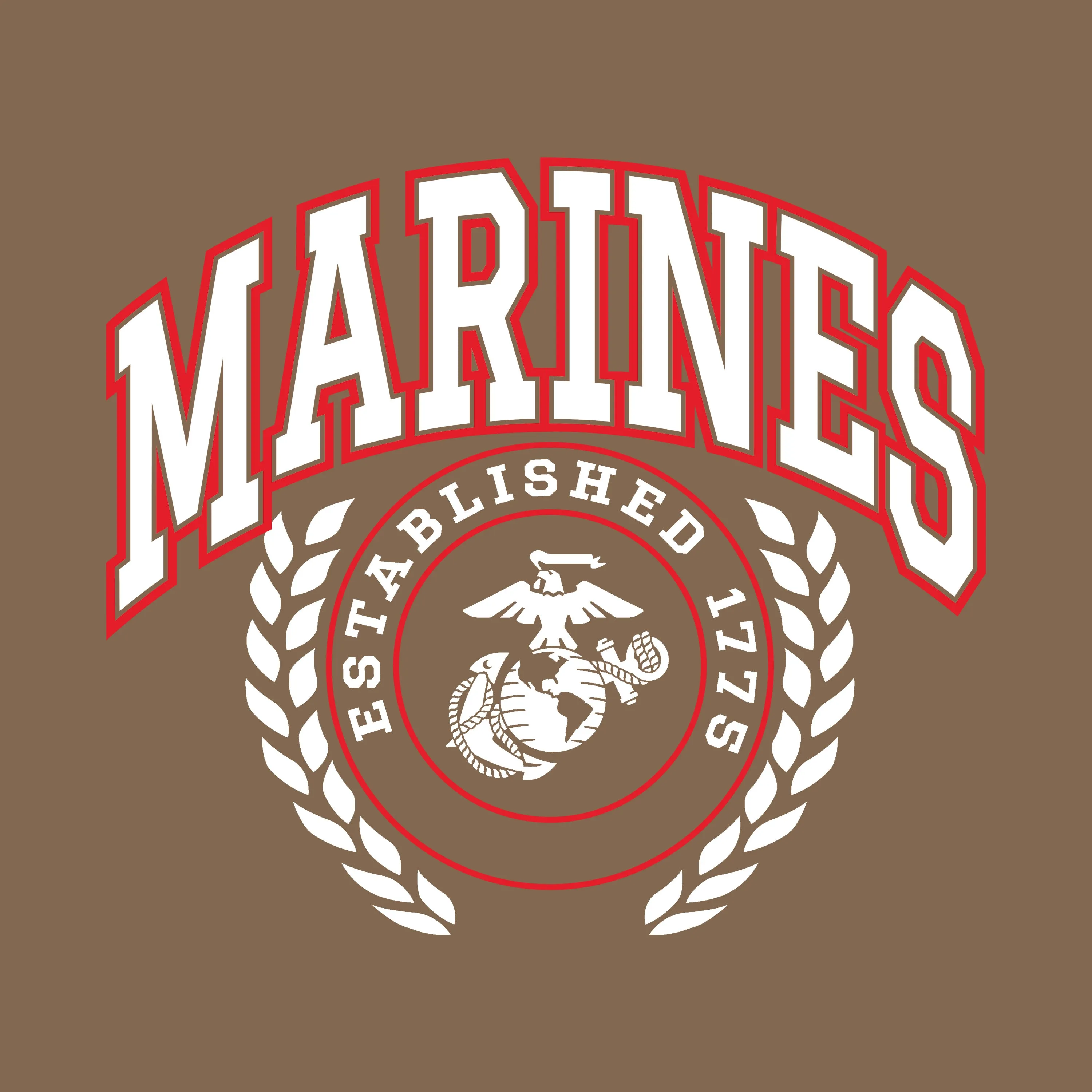 Marines Crest Woodland Brown Tee