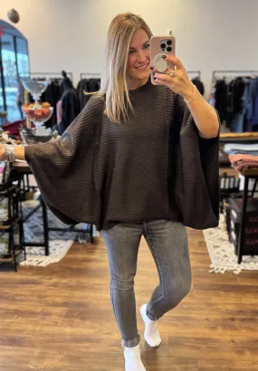 Meg Pullover Poncho - Espresso