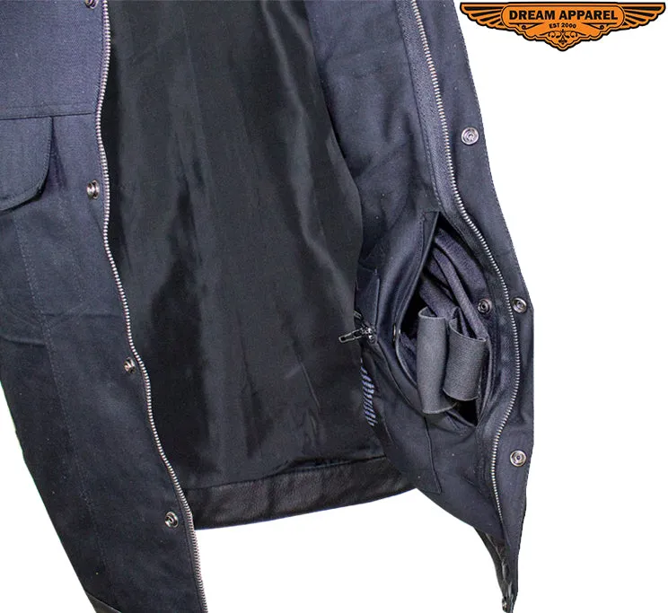 Men's Black Denim Conceal Carry Pocket Club Vest