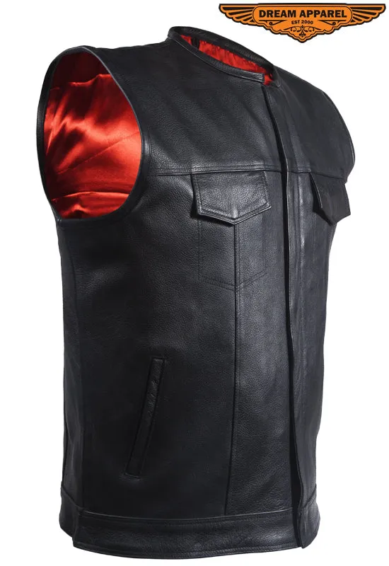 Mens Leather Vest With No Collar