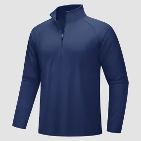 Men's Quarter Zip Pullover Long Sleeve Sweatshirts Fleece Lined Golf Pullover Thermal Gym Workout Tops