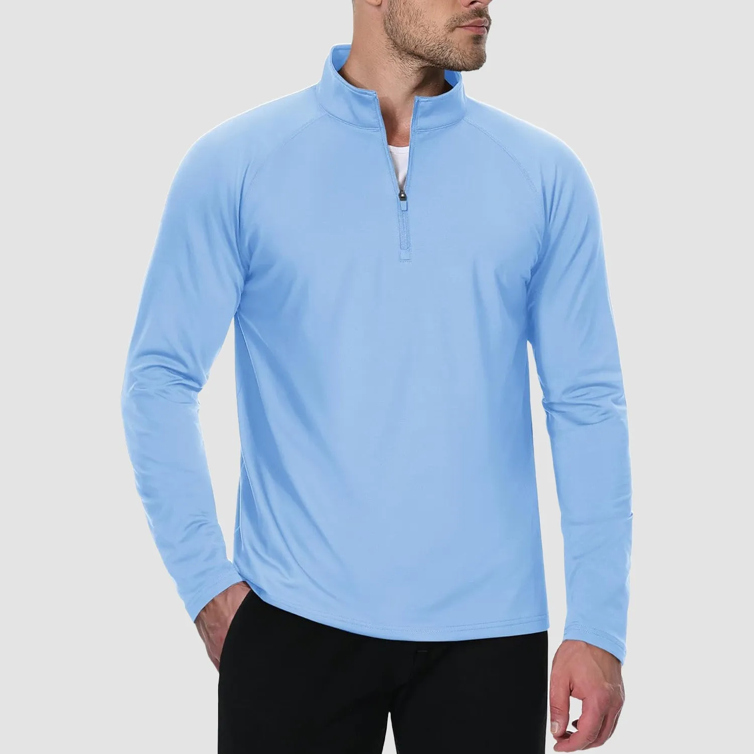 Men's Quarter Zip Pullover Long Sleeve Sweatshirts Fleece Lined Golf Pullover Thermal Gym Workout Tops