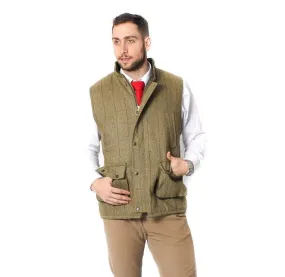 Mens Tweed Bodywarmer – Sage