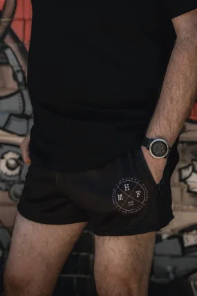 MHF Black Footy Shorts - Side Zip Pockets