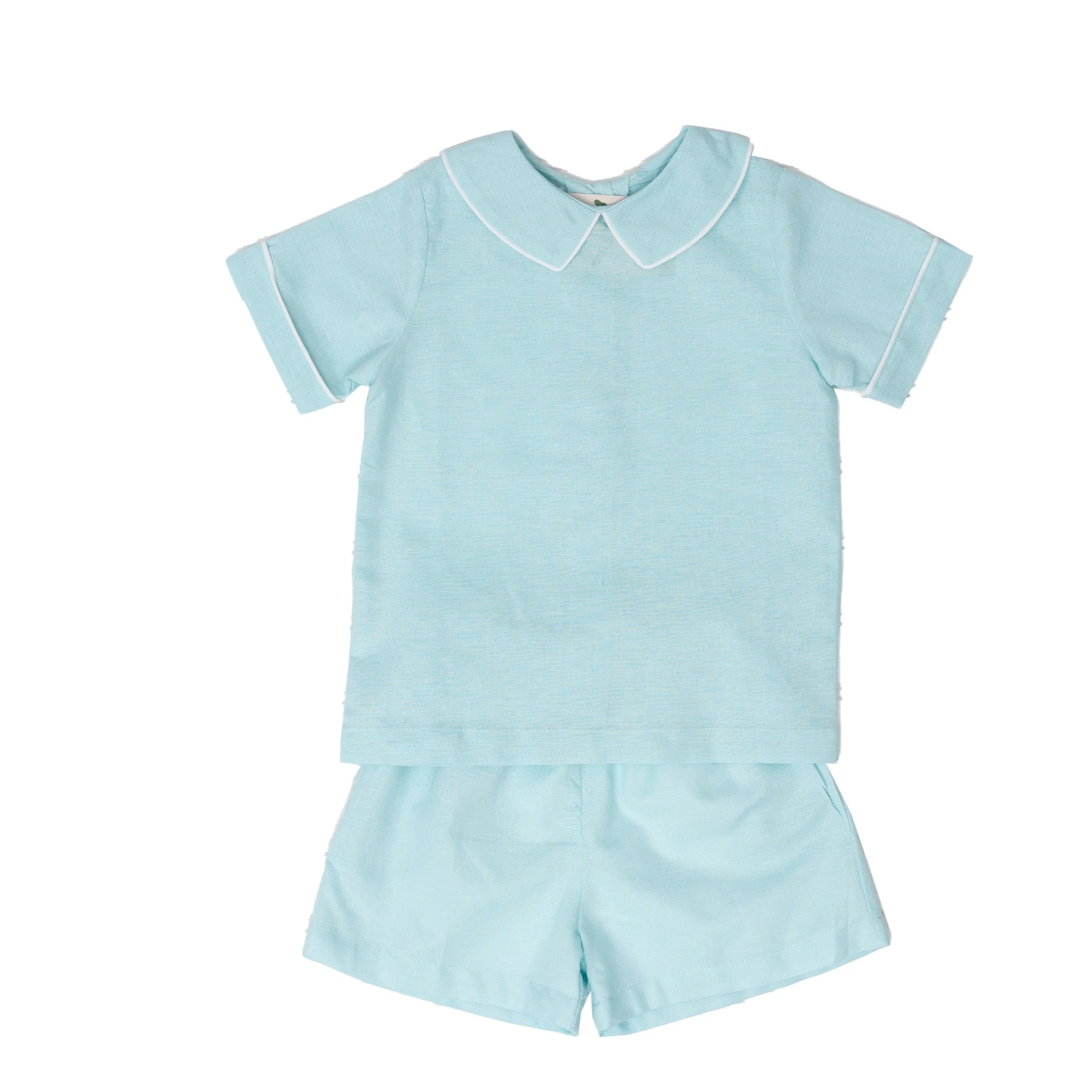 Michael Aqua Linen Shorts Set