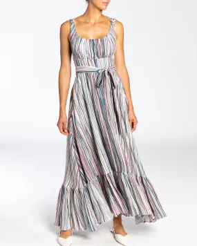 MILENA Sleeveless Ruffled Maxi Dress with Waist Panel