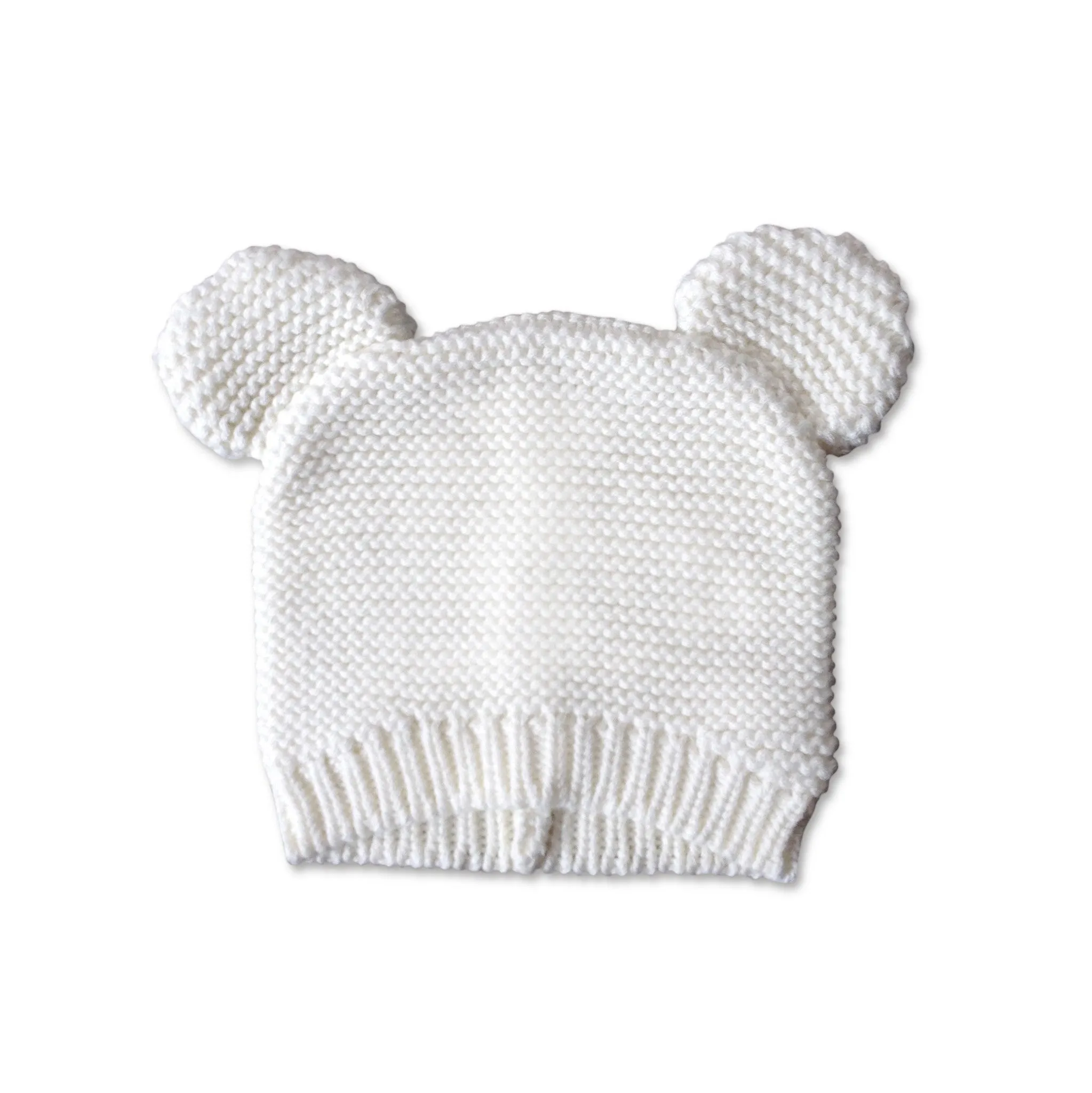 Mini Kardi White Bear Beanie (3m -12m)