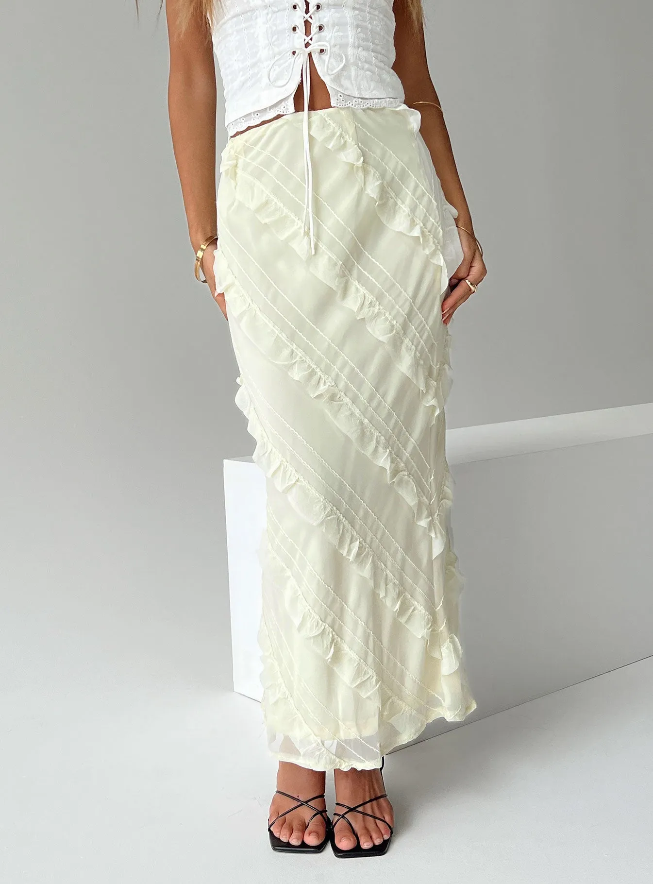 Mullins Bias Cut Maxi Skirt Lemon