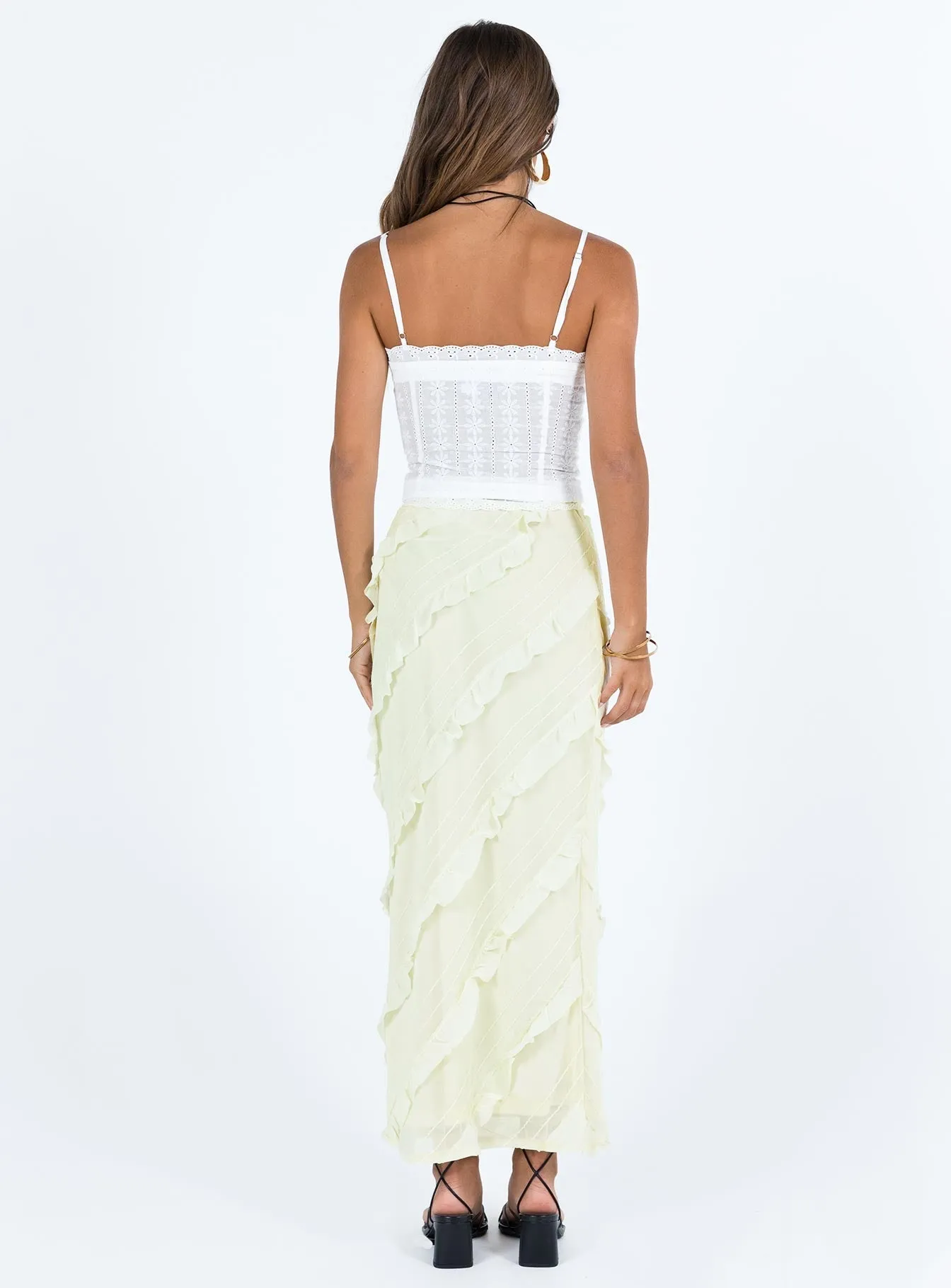 Mullins Bias Cut Maxi Skirt Lemon