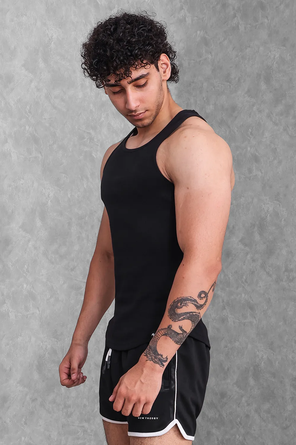 Muscle-Up Ribbed Tank - Black