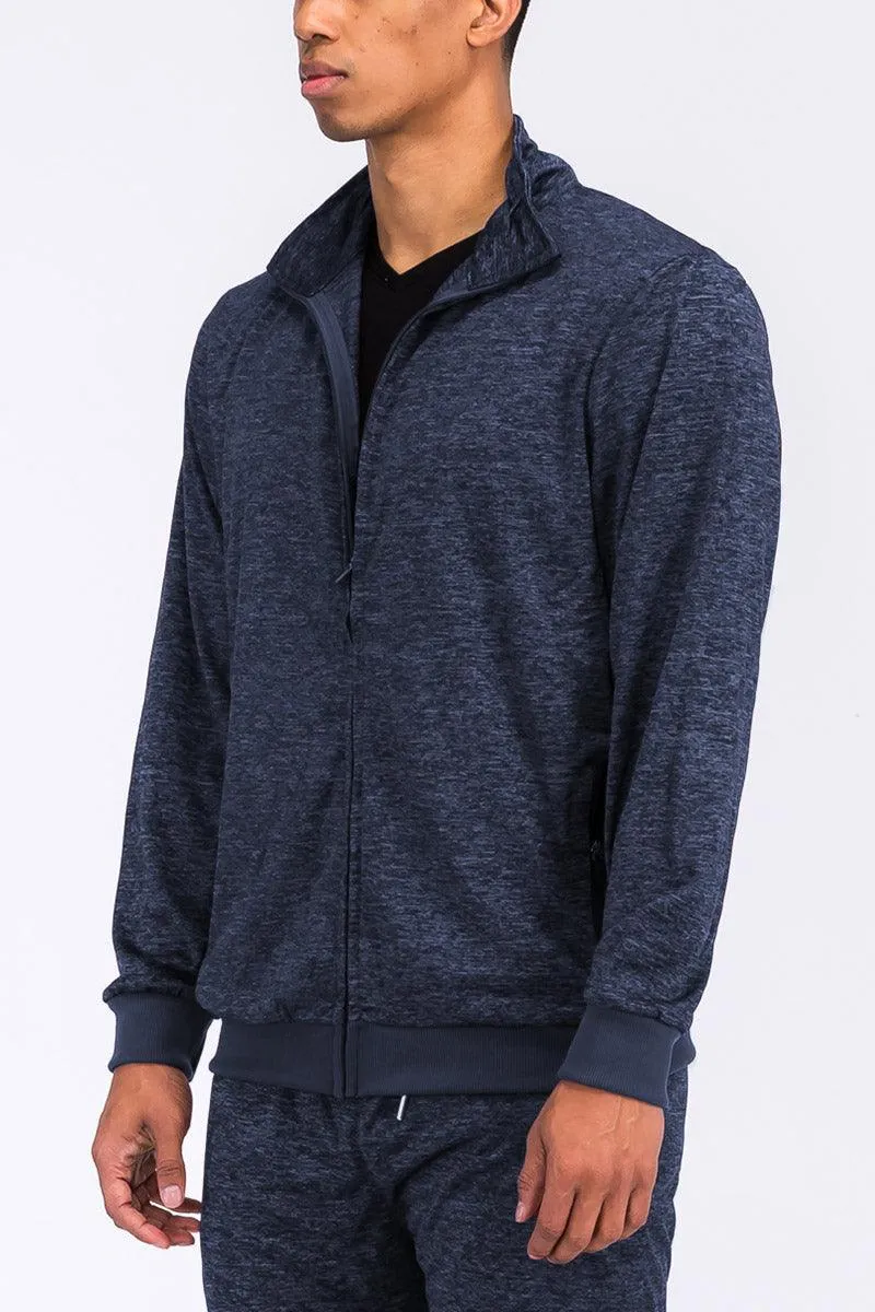 Navy Blue Marbled Light Weight Active Track Jacket