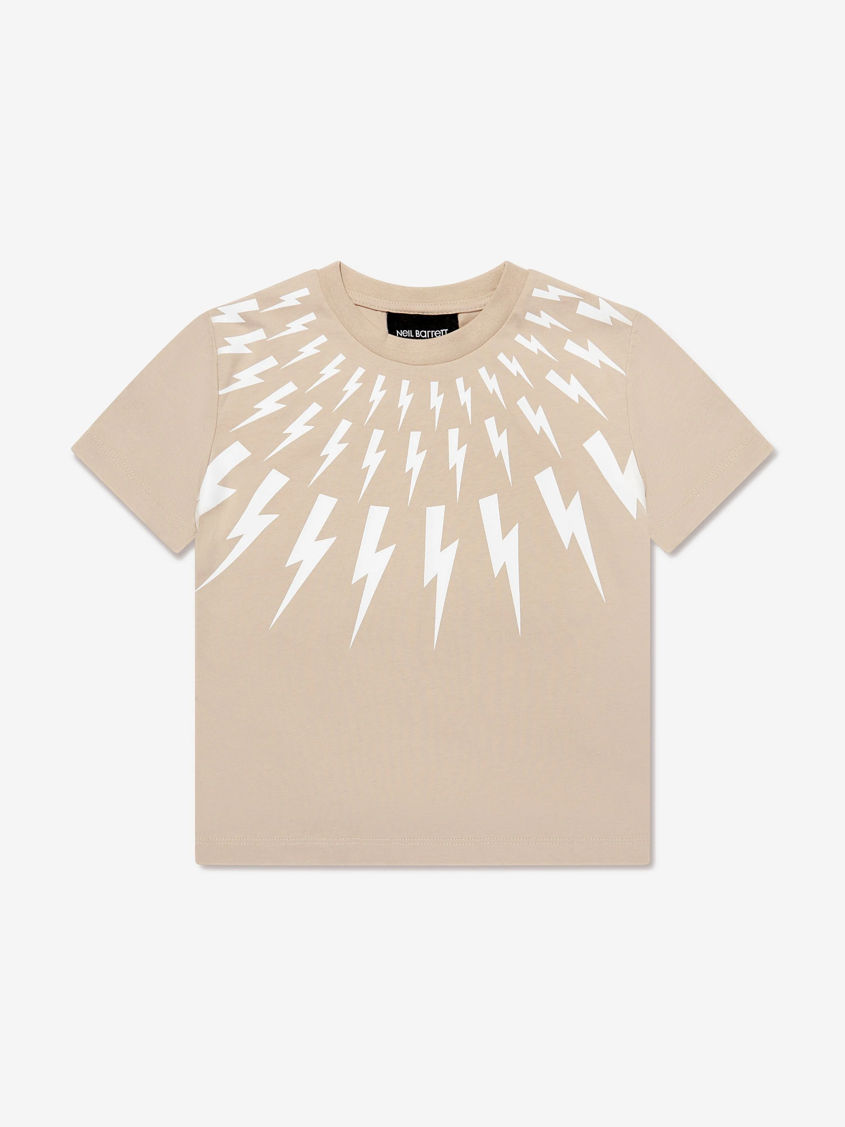 Neil Barrett Boys Thunderbolt T-Shirt in Beige