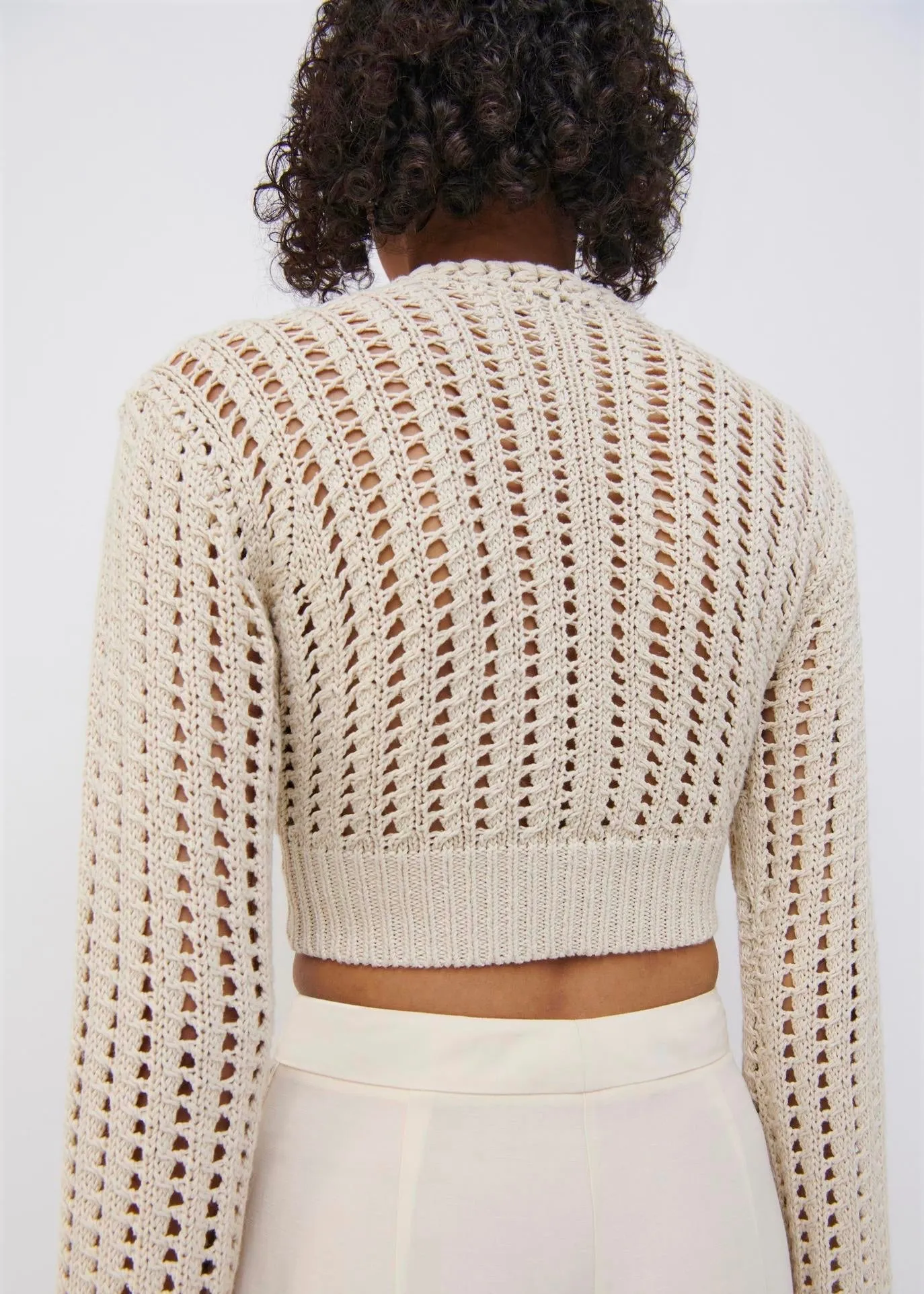 Nile Corded Crochet Twisted Crop (Shell)