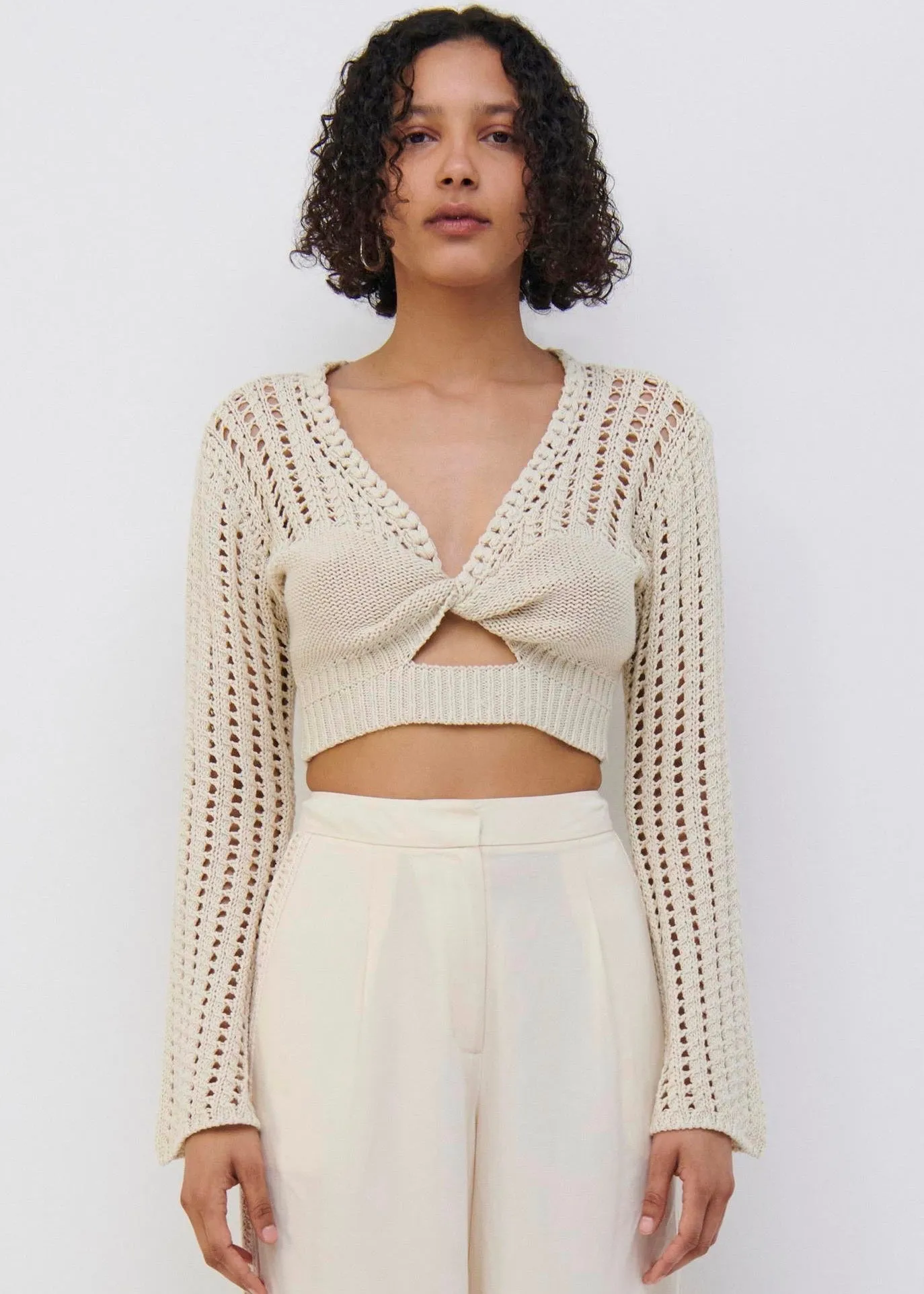 Nile Corded Crochet Twisted Crop (Shell)