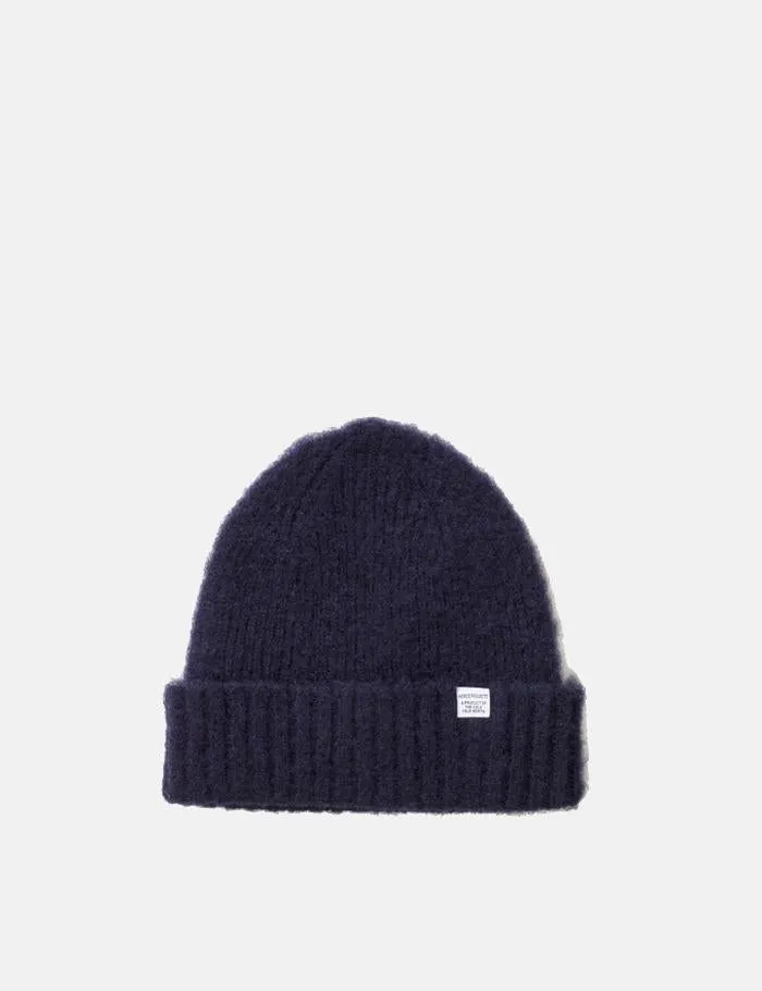 Norse Projects Rib Beanie Hat Brushed (Wool) - Dark Navy Blue