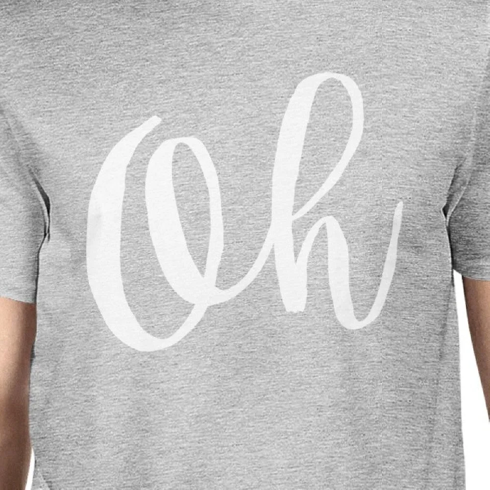 Oh Man's Heather Grey Top Short Sleeve Typographic T-shirt