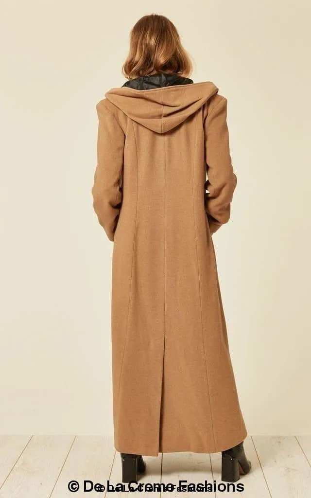 Oversized Wool Blend Hooded Long Coat (1716)