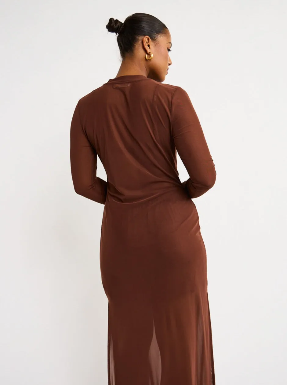 Ownley Arthur Straight Midi Dress in Chocolate