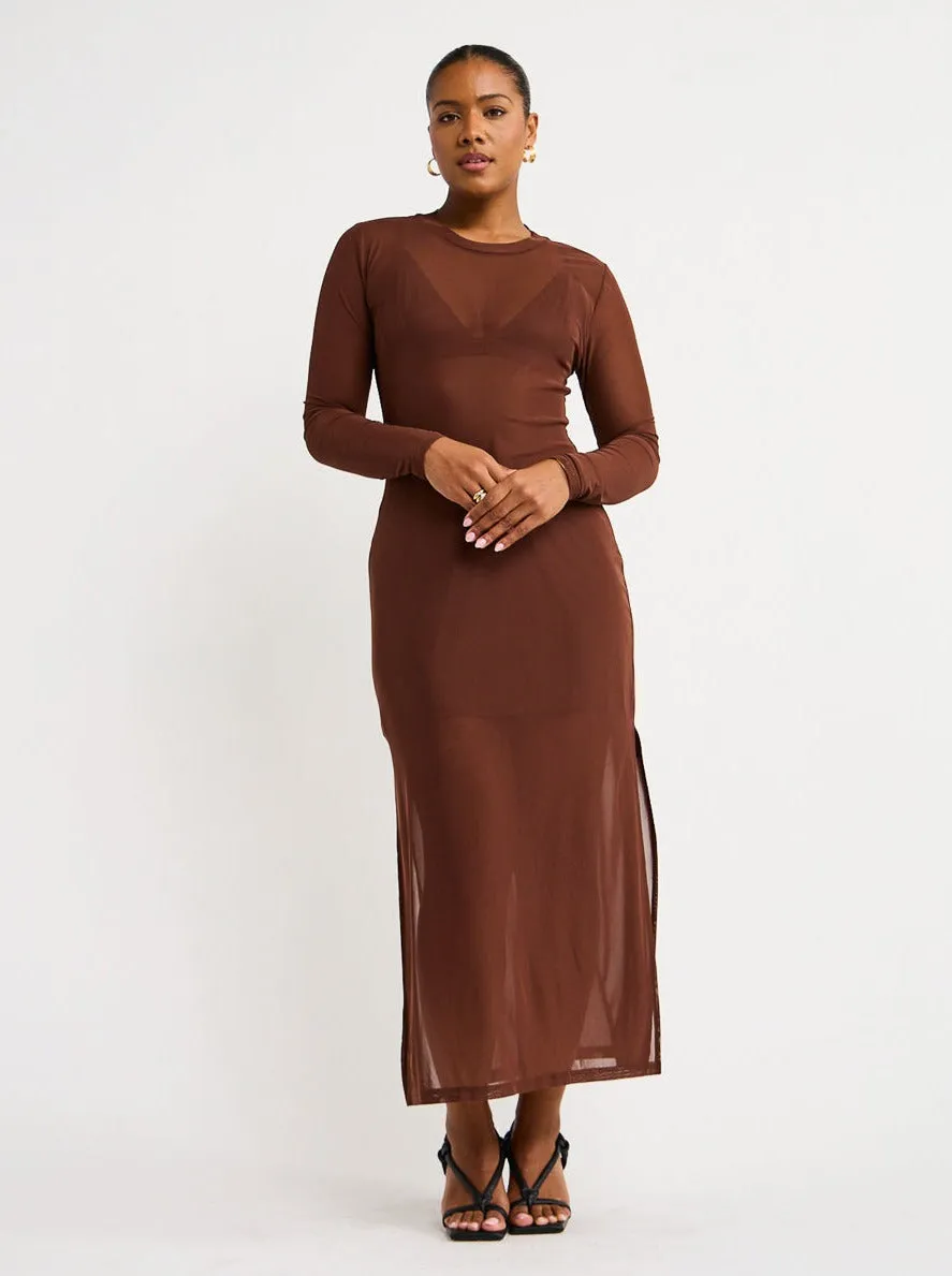 Ownley Arthur Straight Midi Dress in Chocolate