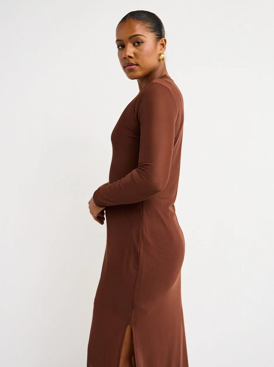 Ownley Arthur Straight Midi Dress in Chocolate