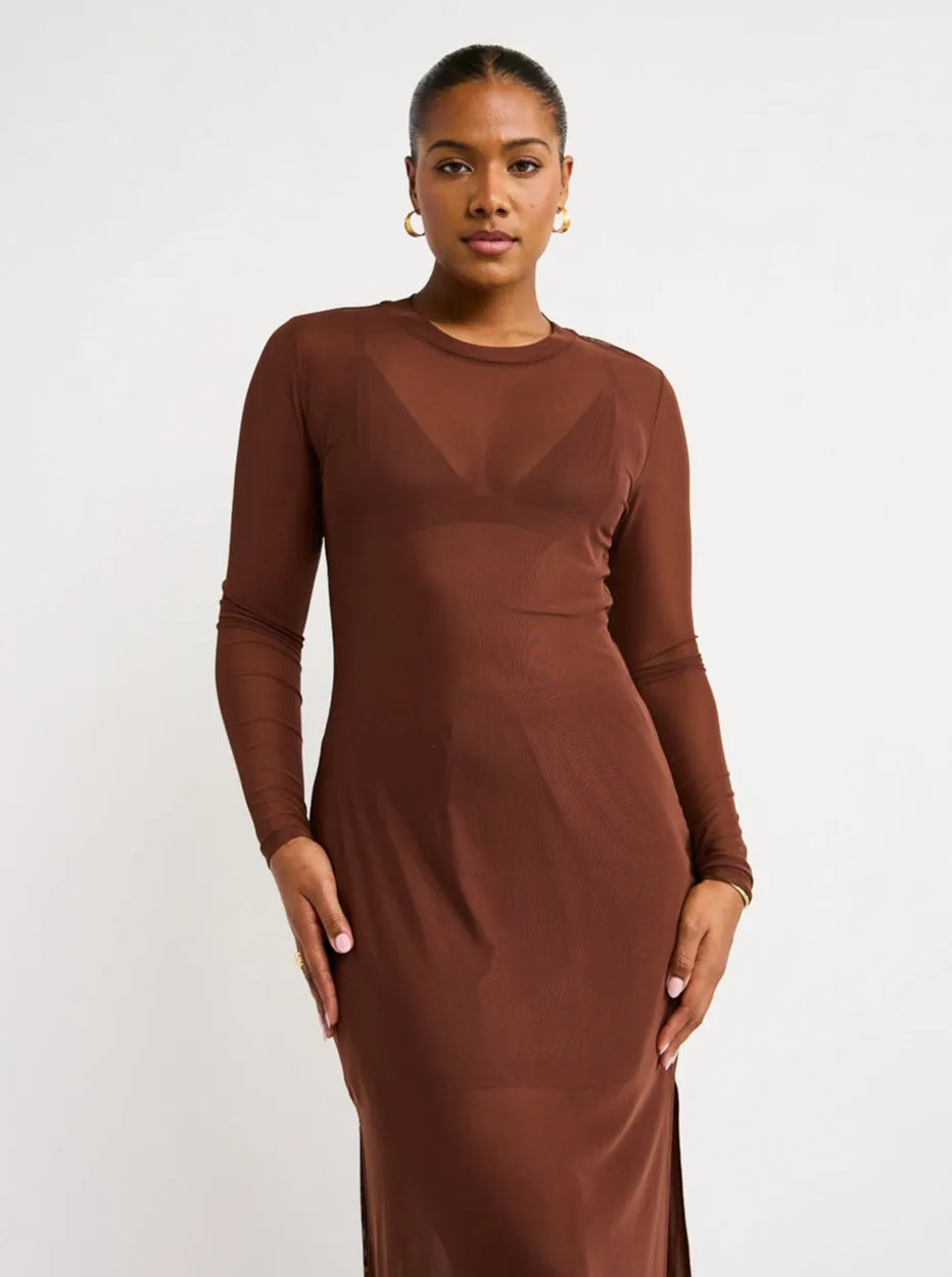 Ownley Arthur Straight Midi Dress in Chocolate